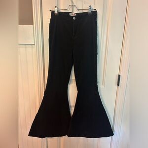 Peach love corduroy black pants high rise flare